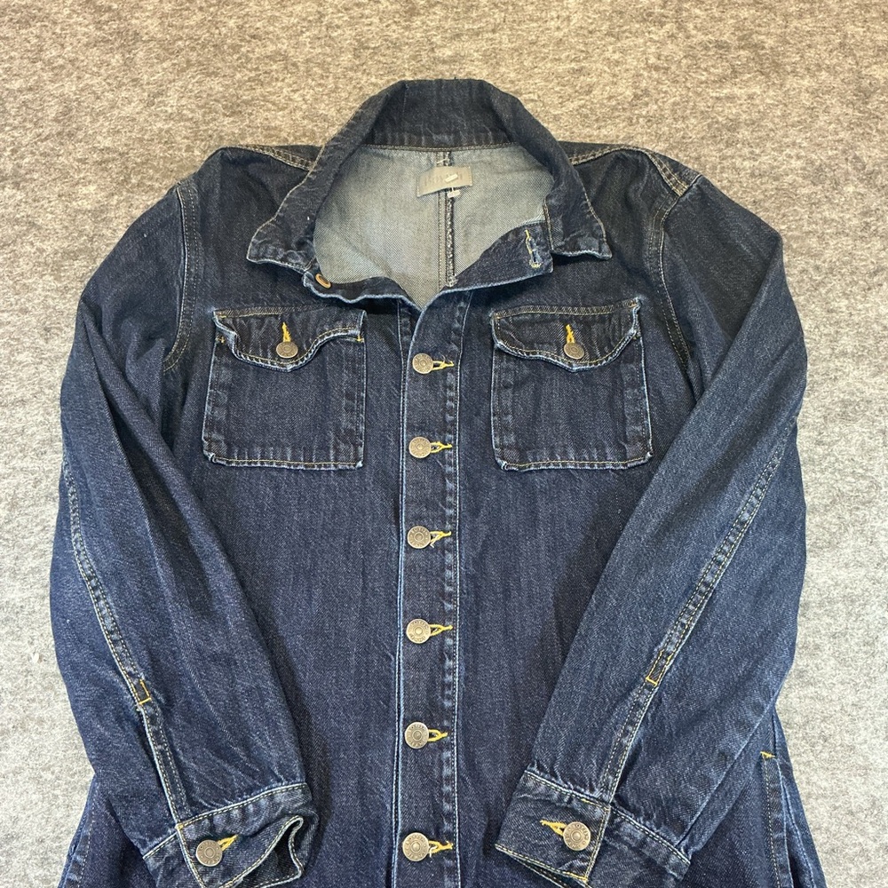 Boyish Dark Indigo Denim Jumpsuit With Raw Hem and Button Details Size M - Picture 2 of 6